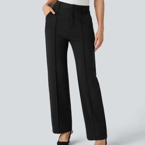 Halara Flex Sculptknit Pintuck Zip Fly Ponte Pants Sz Med Black